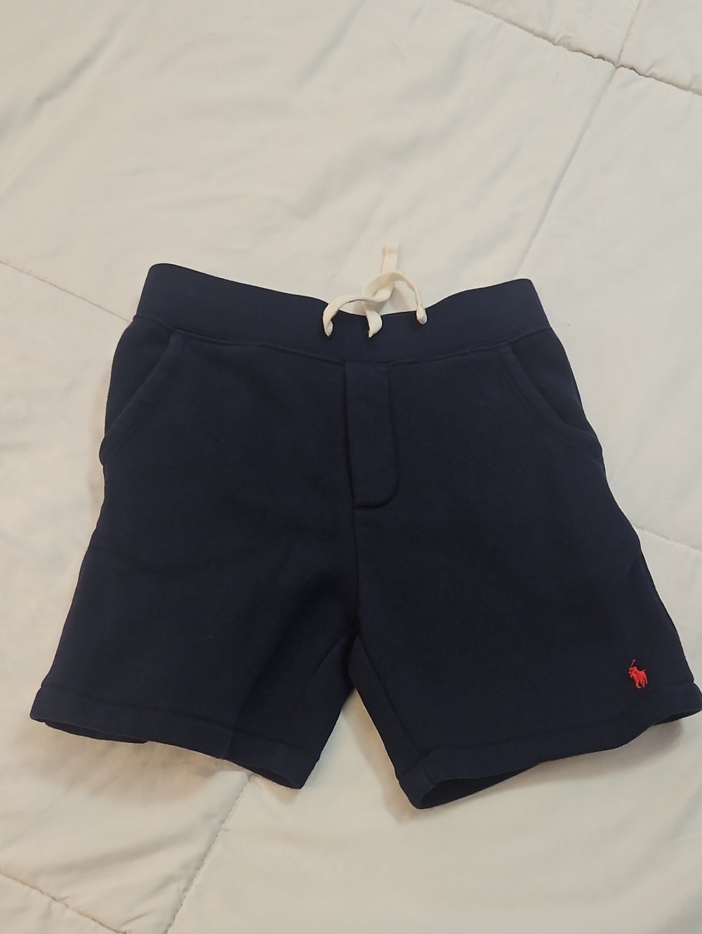 Ralph Lauren Navy Shorts with Red Polo Logo - Kids